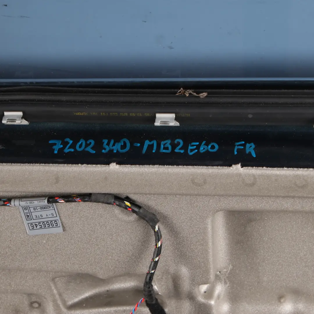 Door Front Right O/S Monacoblau Monaco Blue Metallic - A35 to BMW E60 E61 with Part number 7202340 BMW E60 E61 Door Front Right O/S Monacoblau Monaco Blue Metallic - A35 - SKU 7202340-MB2 - Part number 7202340