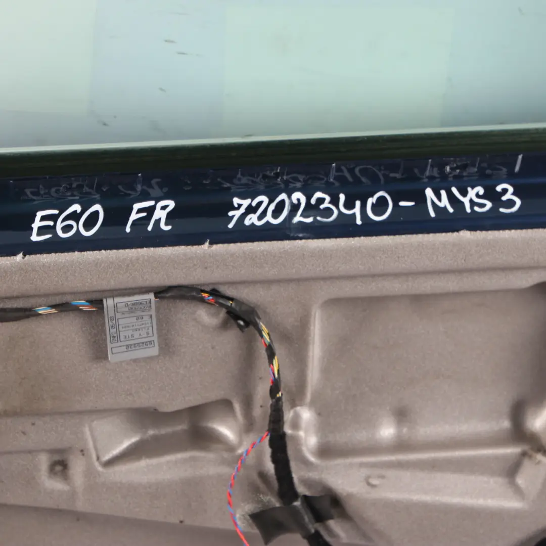 Door Front Right O/S Mysticblau Mystic Blue Metallic - A07 to BMW 5 E60 E61 with Part number 7202340 BMW 5 E60 E61 Door Front Right O/S Mysticblau Mystic Blue Metallic - A07 - SKU 7202340-MYS3 - Part number 7202340
