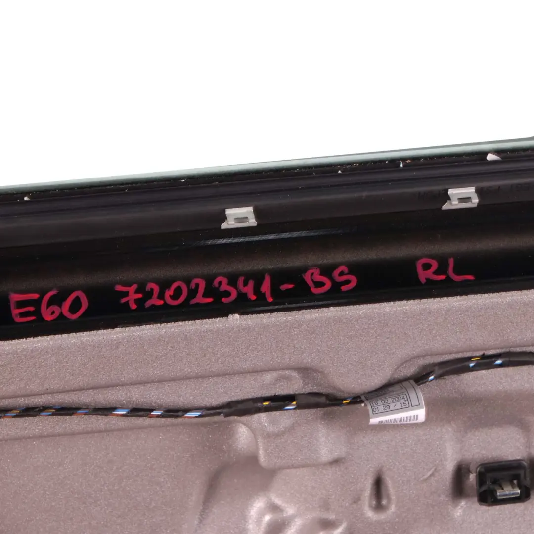 Door Rear Left N/S Black Sapphire Metallic - 475 to BMW E60 with Part number 7202341 BMW E60 Door Rear Left N/S Black Sapphire Metallic - 475 - SKU 7202341-BS - Part number 7202341