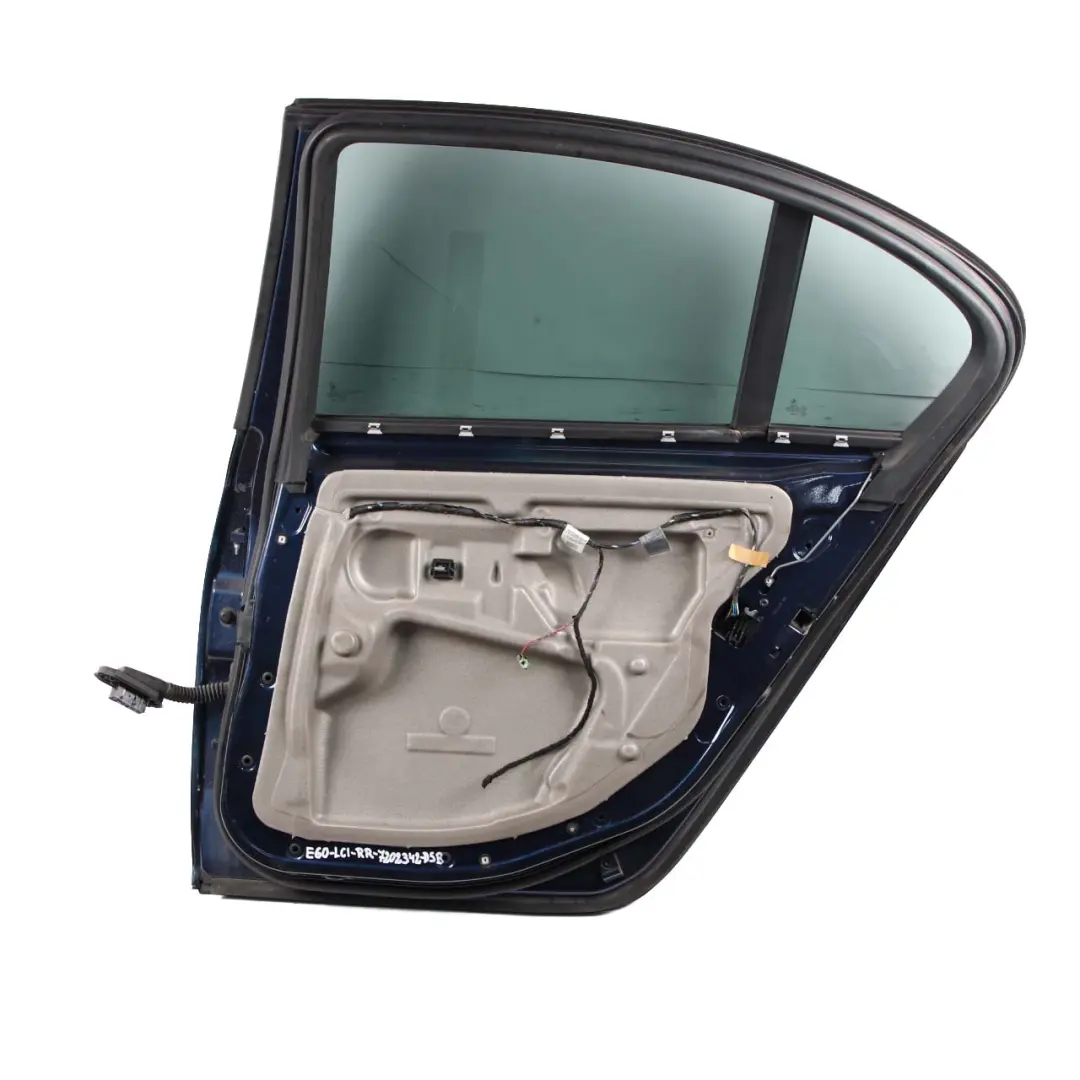 Door Rear Right O/S Tiefseeblau Deep Sea Blue Metallic - A76 to BMW 5 Series E60 with Part number 7202342 BMW 5 Series E60 Door Rear Right O/S Tiefseeblau Deep Sea Blue Metallic - A76 - SKU 7202342-DSB - Part number 7202342