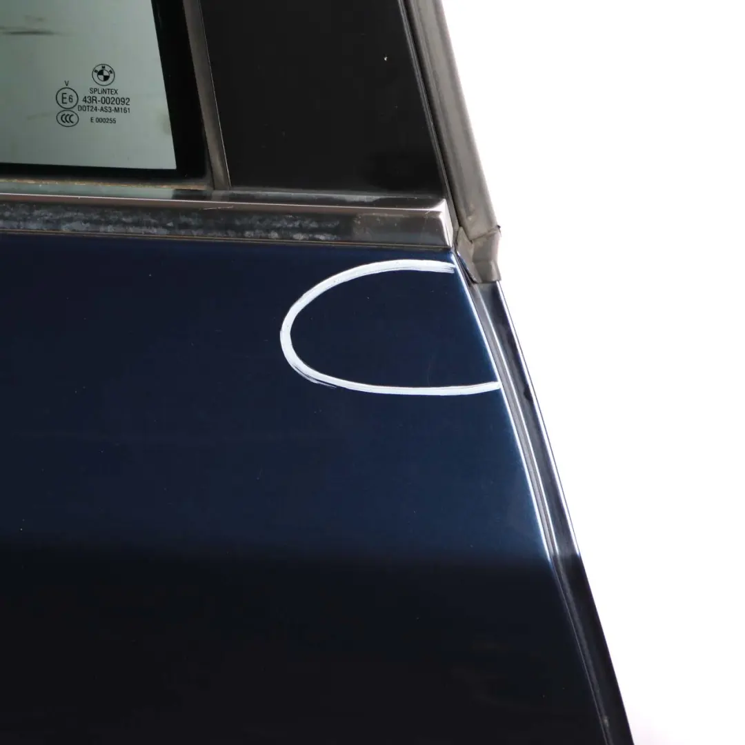 Door Rear Right O/S Tiefseeblau Deep Sea Blue Metallic - A76 to BMW 5 Series E60 with Part number 7202342 BMW 5 Series E60 Door Rear Right O/S Tiefseeblau Deep Sea Blue Metallic - A76 - SKU 7202342-DSB - Part number 7202342