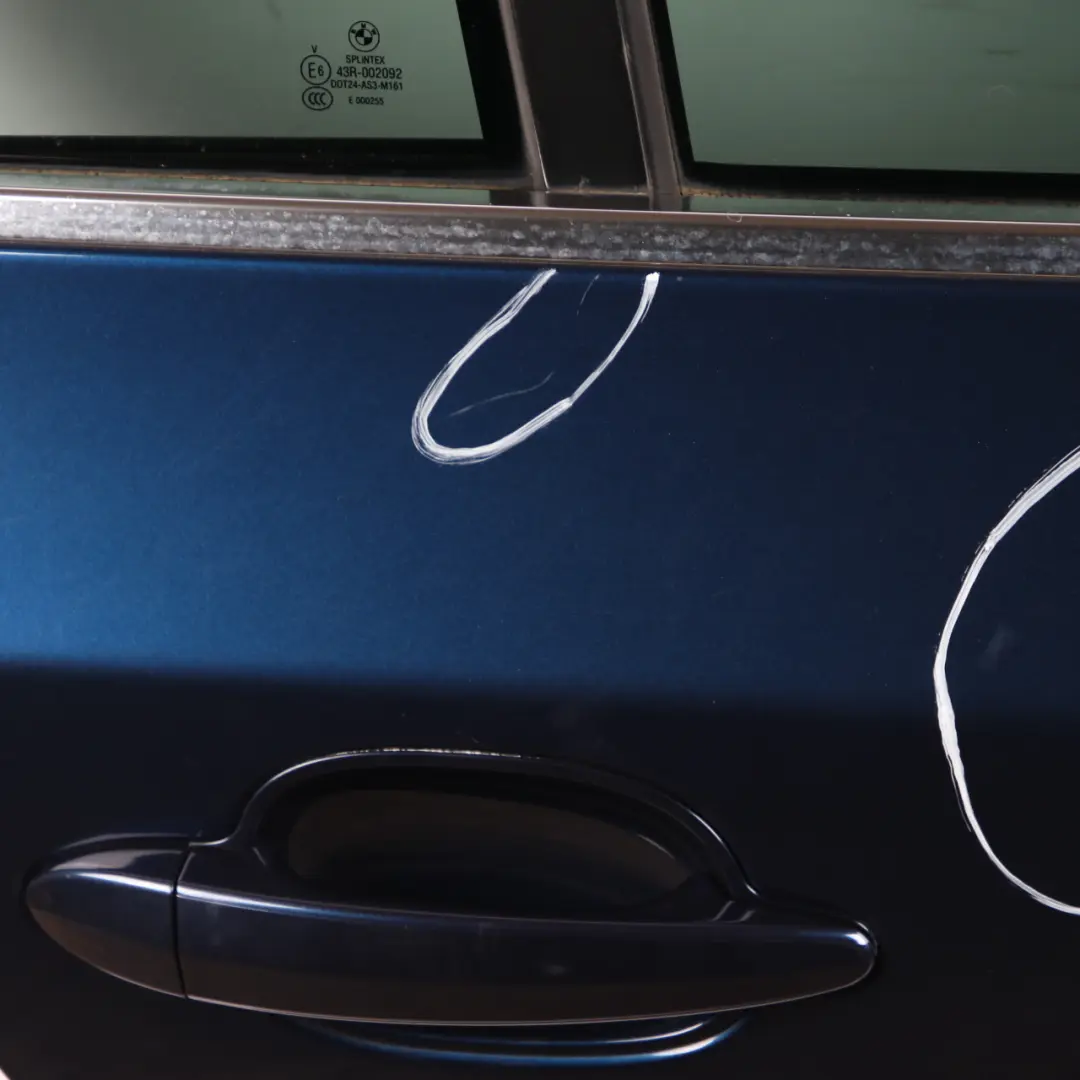 Door Rear Right O/S Tiefseeblau Deep Sea Blue Metallic - A76 to BMW 5 Series E60 with Part number 7202342 BMW 5 Series E60 Door Rear Right O/S Tiefseeblau Deep Sea Blue Metallic - A76 - SKU 7202342-DSB - Part number 7202342