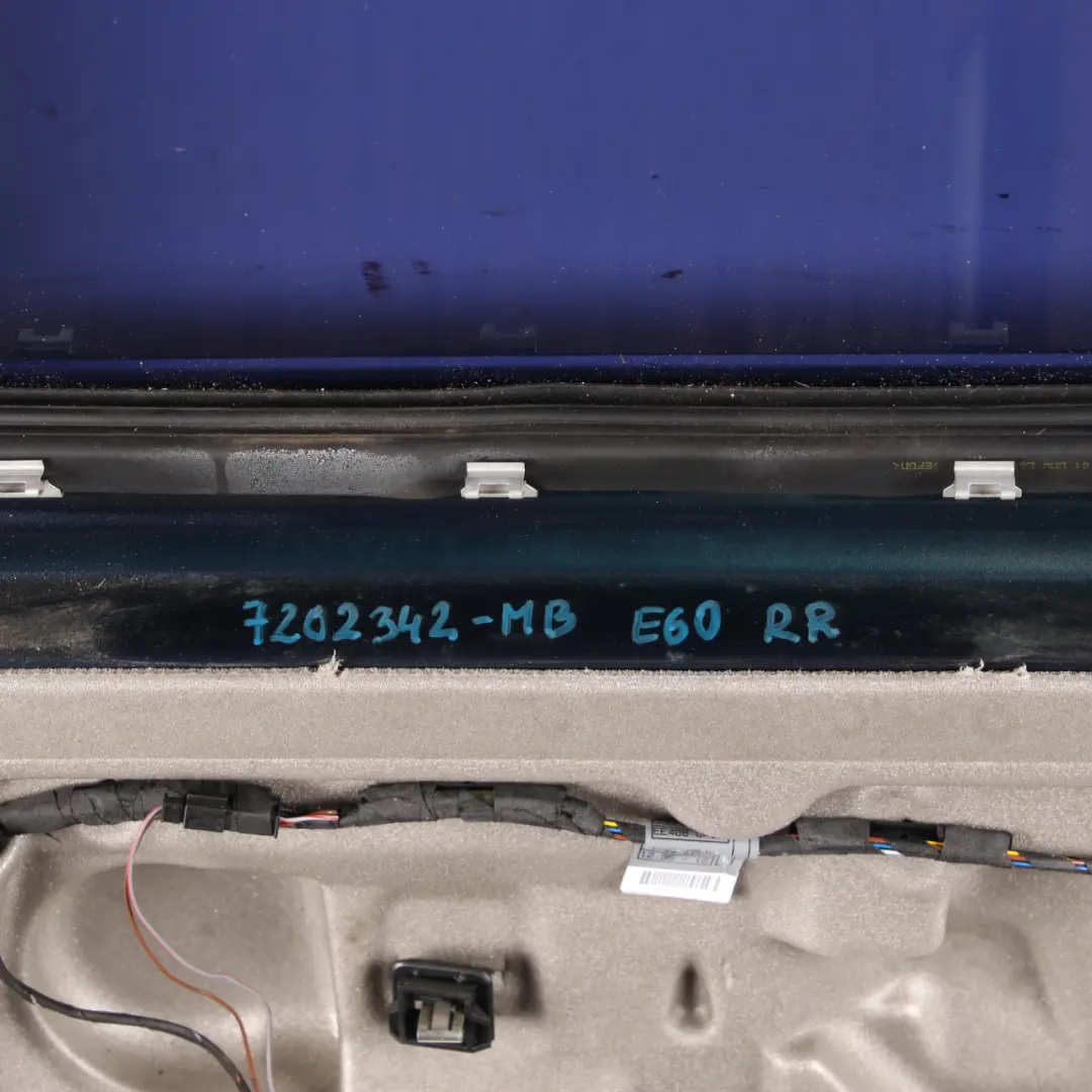 Door Rear Right O/S Monacoblau Monaco Blue Metallic - A35 to BMW E60 with Part number 7202342 BMW E60 Door Rear Right O/S Monacoblau Monaco Blue Metallic - A35 - SKU 7202342-MB - Part number 7202342