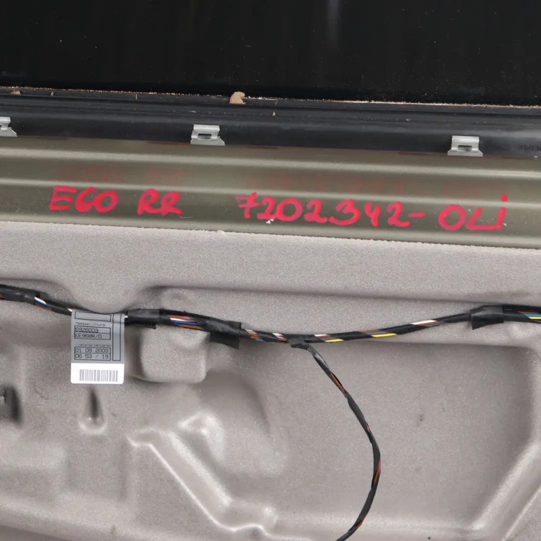 Door Rear Right O/S Olivine Olivin Green Metallic - 349 to BMW E60 with Part number 7202342 BMW E60 Door Rear Right O/S Olivine Olivin Green Metallic - 349 - SKU 7202342-OLI - Part number 7202342