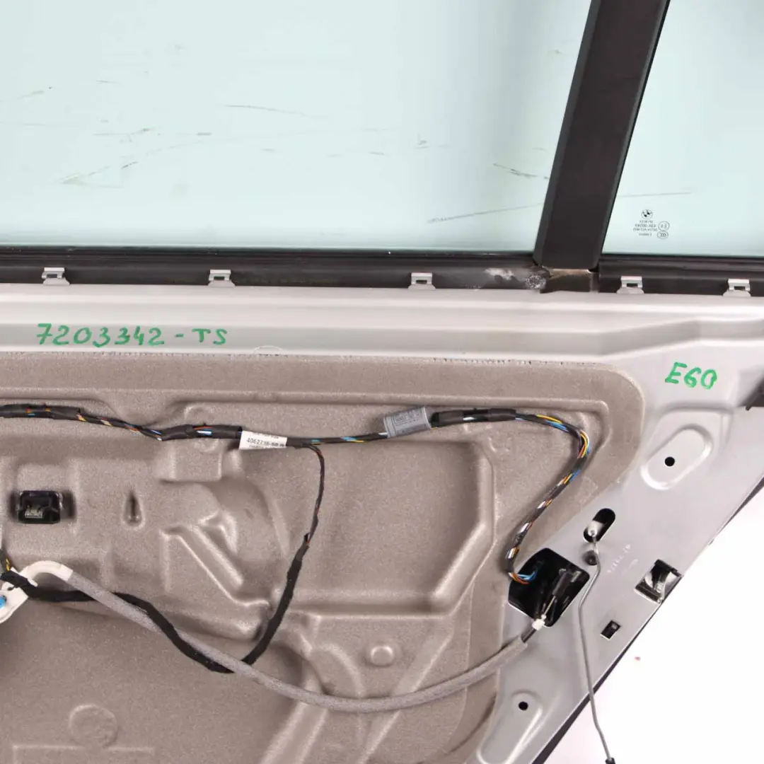 Door Rear Right O/S Titansilber Titan Silver Metallic - 354 to BMW E60 with Part number 7202342 BMW E60 Door Rear Right O/S Titansilber Titan Silver Metallic - 354 - SKU 7202342-TS - Part number 7202342