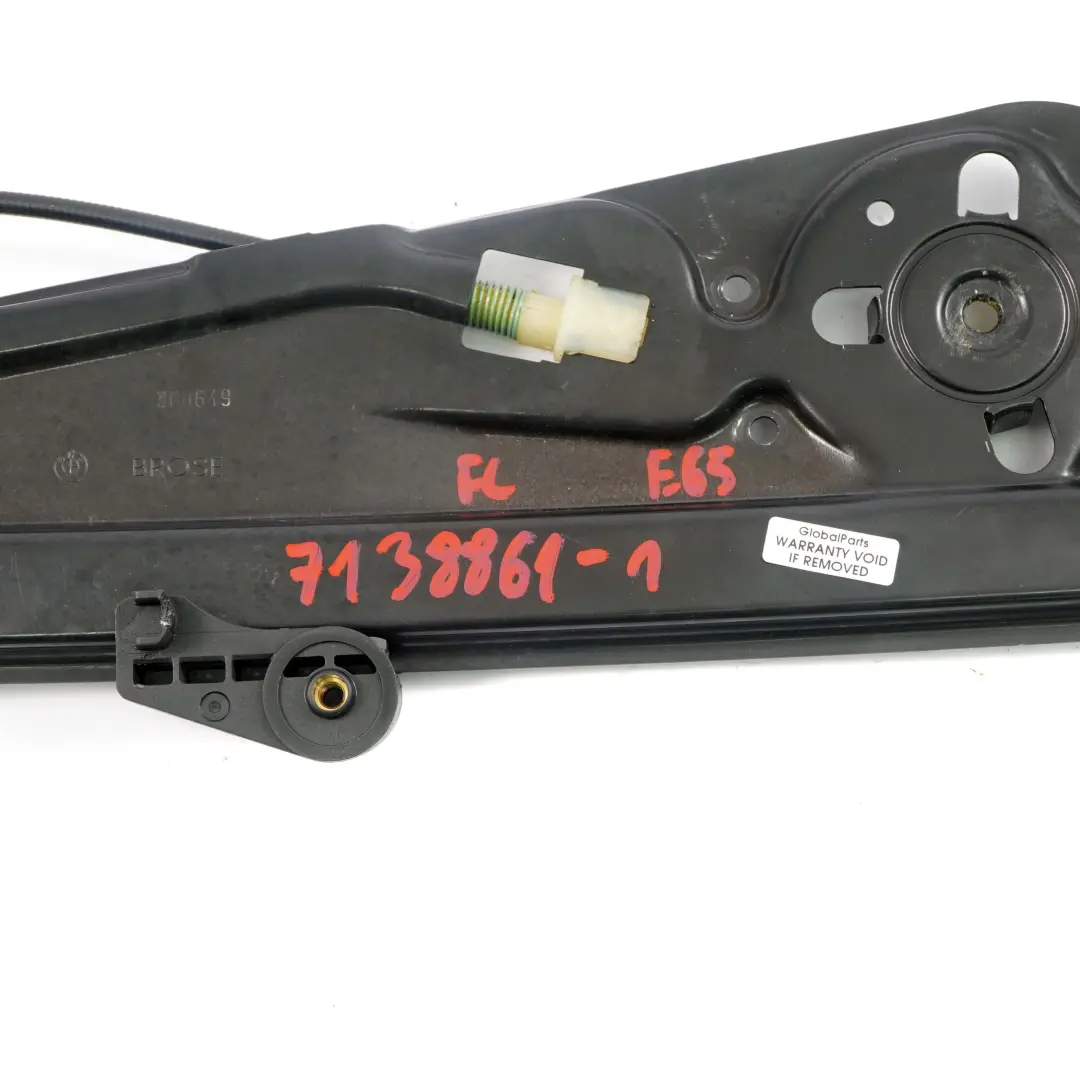 Window Lifter BMW E65 Front Door Left N/S Regulator Mechanism 7138861 to with Part number 7202479 Window Lifter BMW E65 Front Door Left N/S Regulator Mechanism 7138861 - SKU 7202479 - Part number 7202479