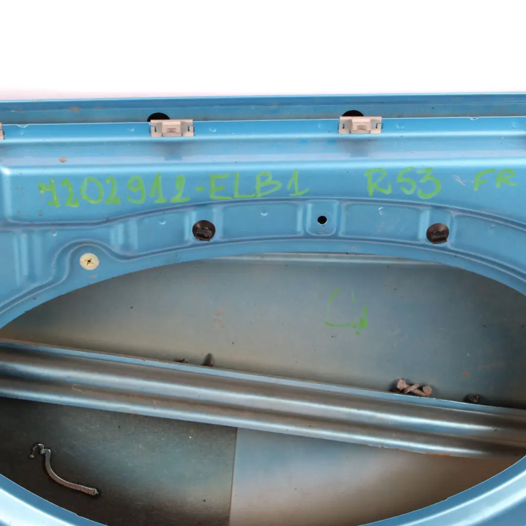 Front Right Door O/S Electric Blue Metallic - 870 to Mini Cooper R50 R52 R53 with Part number 7202912 Mini Cooper R50 R52 R53 Front Right Door O/S Electric Blue Metallic - 870 - SKU 7202912-ELB1 - Part number 7202912