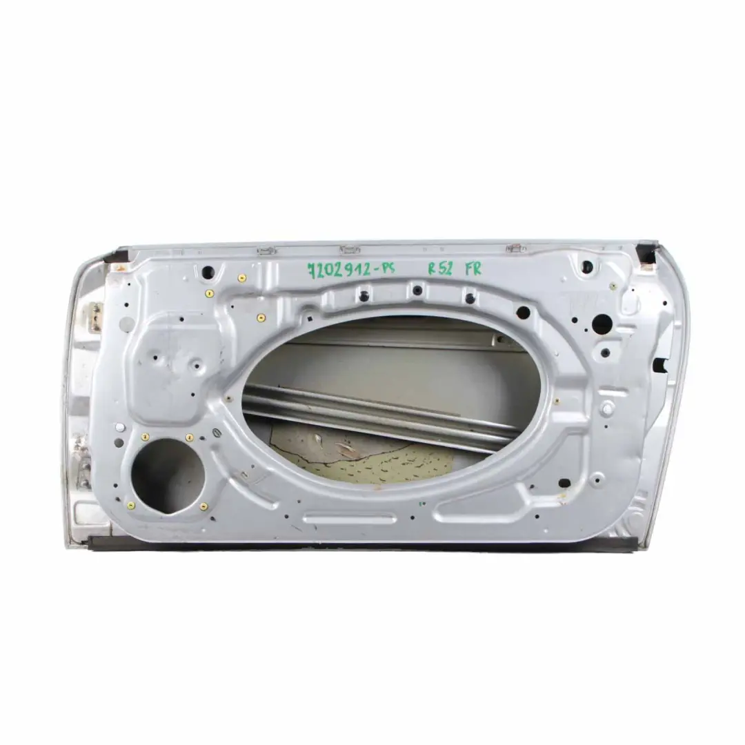 Door Front Right O/S Pure Silver Metallic - 900 to Mini Cooper R50 R52 R53 with Part number 7202912 Mini Cooper R50 R52 R53 Door Front Right O/S Pure Silver Metallic - 900 - SKU 7202912-PS - Part number 7202912
