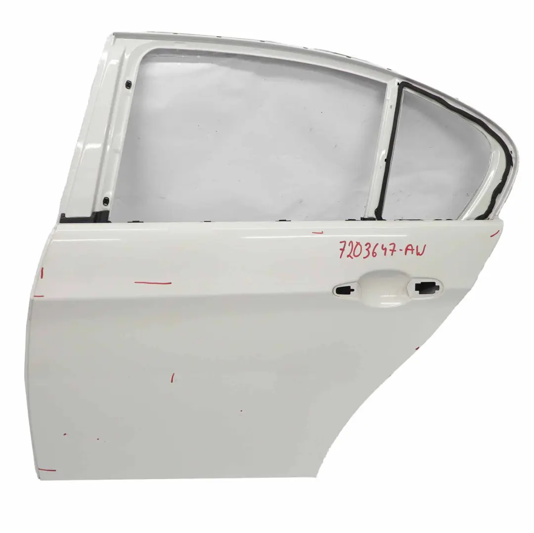 Door Rear Left N/S Alpinweiss Alpine White 3 - 300 to BMW E90 with Part number 7203647 BMW E90 Door Rear Left N/S Alpinweiss Alpine White 3 - 300 - SKU 7203647-AW - Part number 7203647