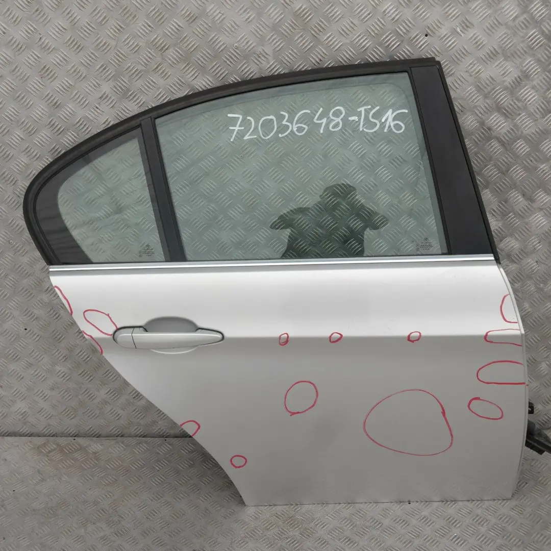 Door Rear Right O/S Titansilber Silver Silber - 354 to BMW 3 SERIES 16 E90 E90N LCi with Part number 7203648 BMW 3 SERIES 16 E90 E90N LCi Door Rear Right O/S Titansilber Silver Silber - 354 - SKU 7203648-TS16 - Part number 7203648