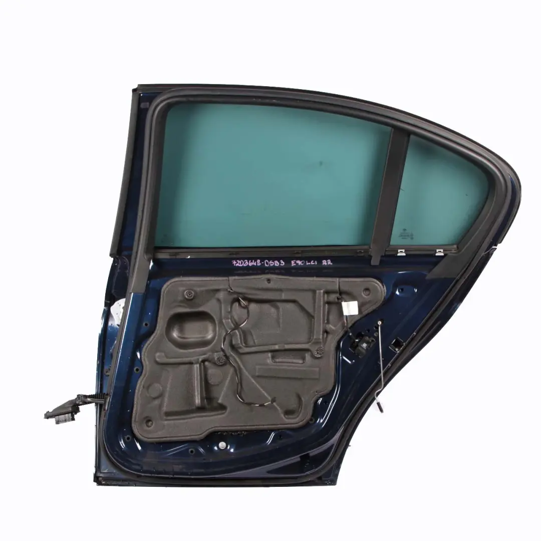 Door Rear Right O/S Saloon Tiefseeblau Deep Sea Blue Metallic - A76 to BMW E90 with Part number 7203648 BMW E90 Door Rear Right O/S Saloon Tiefseeblau Deep Sea Blue Metallic - A76 - SKU 7203648-DSB3 - Part number 7203648