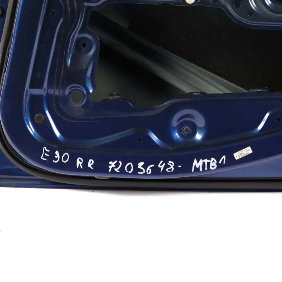 Door Rear Right O/S Montegoblau Blue Blau Metallic A51 to BMW 3 Series E90 1 with Part number 7203648 BMW 3 Series E90 1 Door Rear Right O/S Montegoblau Blue Blau Metallic A51 - SKU 7203648-MTB1 - Part number 7203648
