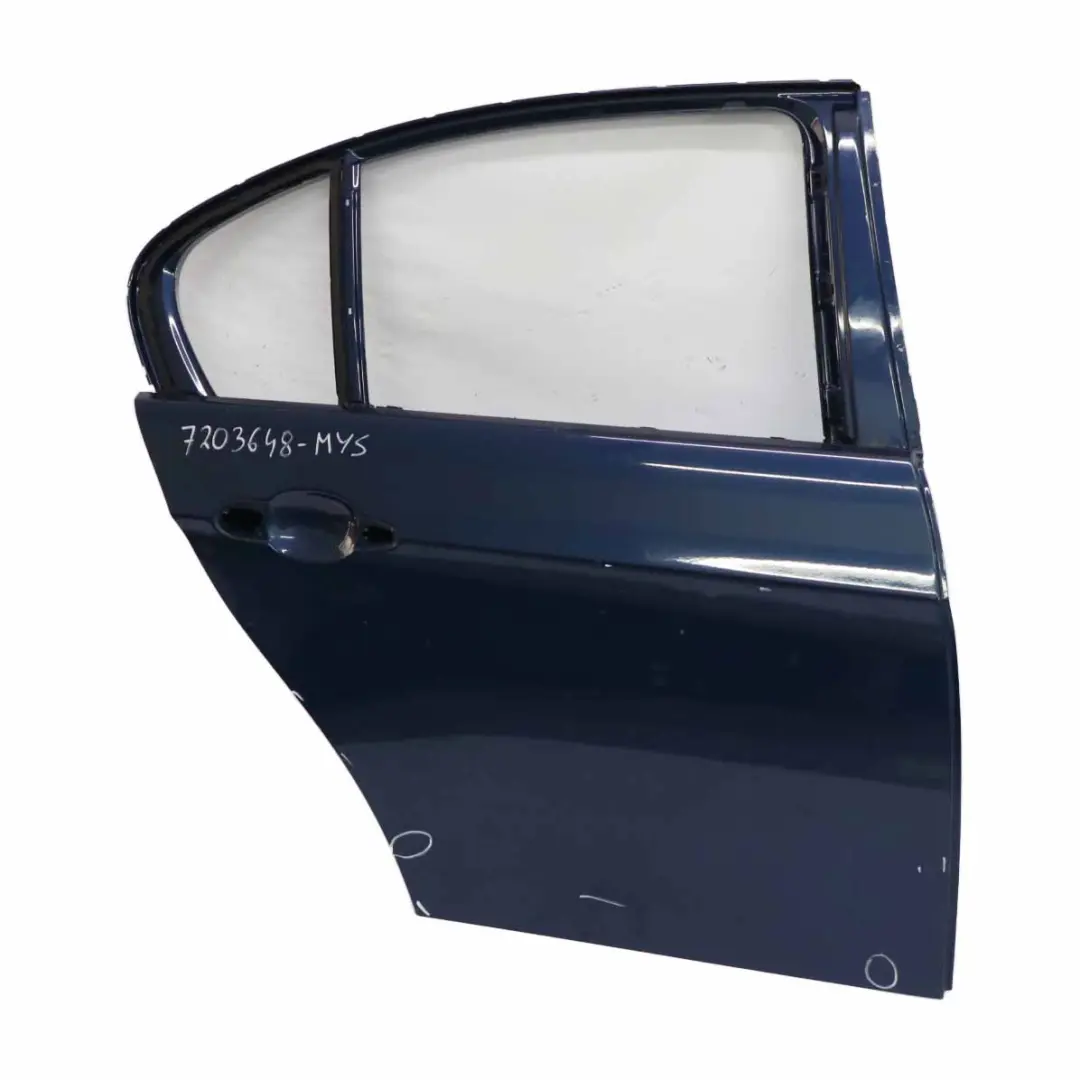 Door Rear Right O/S Mysticblau Blue Metallic - A07 to BMW E90 Saloon with Part number 7203648 BMW E90 Saloon Door Rear Right O/S Mysticblau Blue Metallic - A07 - SKU 7203648-MYS - Part number 7203648
