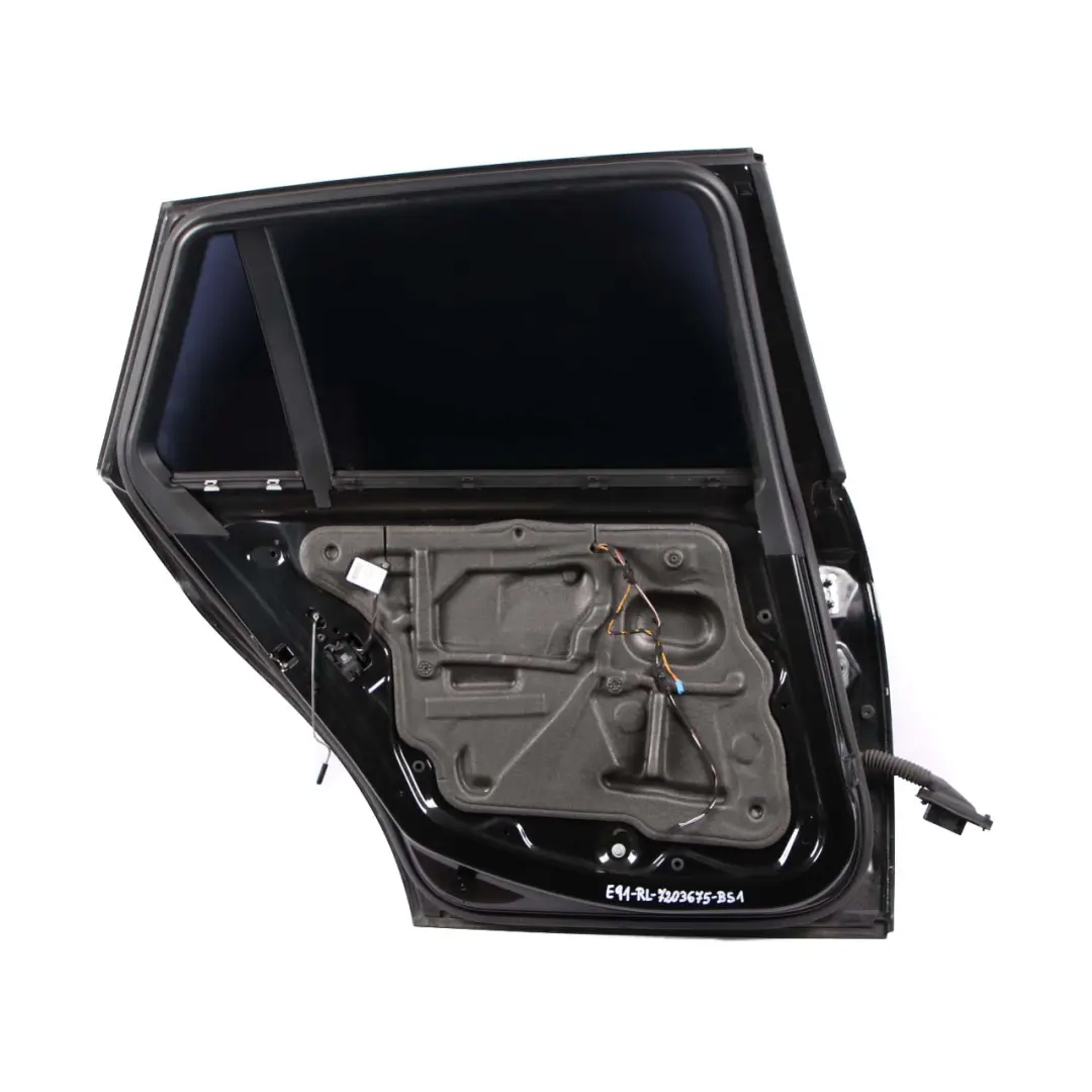Door Rear Left N/S Black Sapphire Metallic - 475 to BMW 3 Series E91 Touring with Part number 7203675 BMW 3 Series E91 Touring Door Rear Left N/S Black Sapphire Metallic - 475 - SKU 7203675-BS1 - Part number 7203675