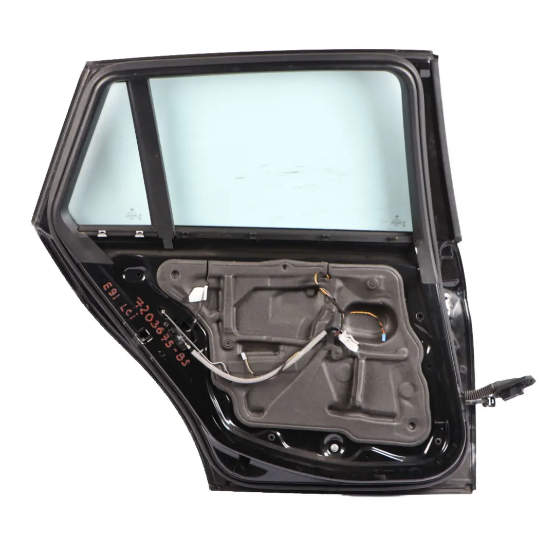 Door Rear Left N/S Black Sapphire Metallic - 475 to BMW E91 Touring with Part number 7203675 BMW E91 Touring Door Rear Left N/S Black Sapphire Metallic - 475 - SKU 7203675-BS - Part number 7203675