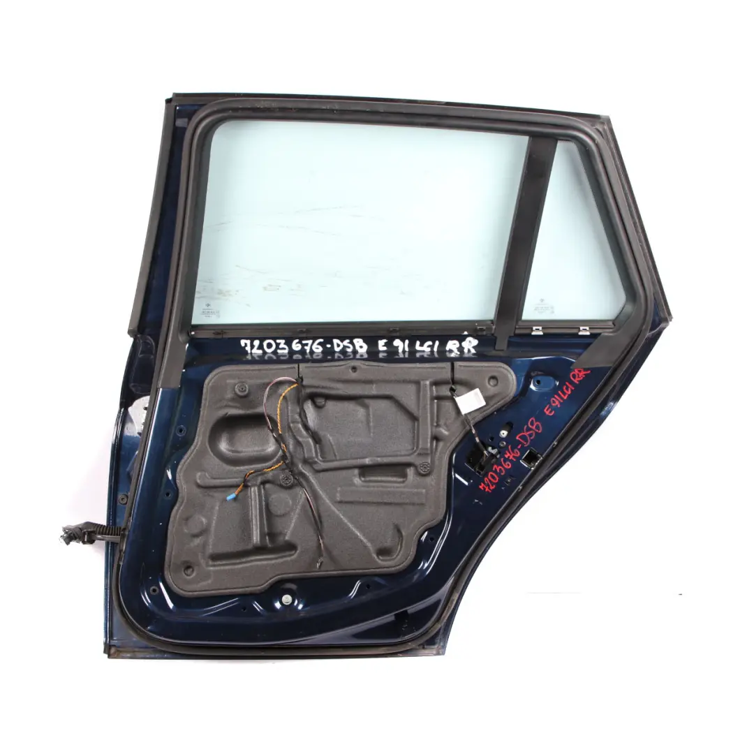 Door Rear Right O/S Touring Tiefseeblau Deep Sea Blue Metallic - A76 to BMW E91 with Part number 7203676 BMW E91 Door Rear Right O/S Touring Tiefseeblau Deep Sea Blue Metallic - A76 - SKU 7203676-DSB - Part number 7203676