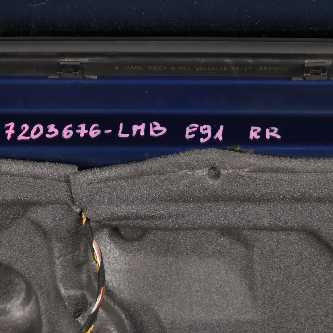 Door Rear Right O/S Le Mans Blau Blue - 381 to BMW 3 Series E91 Touring with Part number 7203676 BMW 3 Series E91 Touring Door Rear Right O/S Le Mans Blau Blue - 381 - SKU 7203676-LMB - Part number 7203676