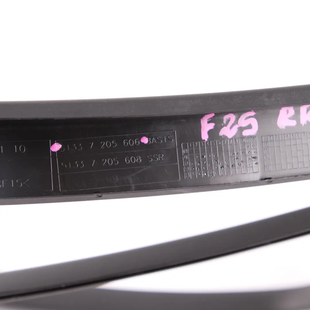 BMW X3 F25 Telaio Finestrino Porta Posteriore Destro O/S Trim Cover Nero - SKU 7205606 - Numero di parte 7205606
