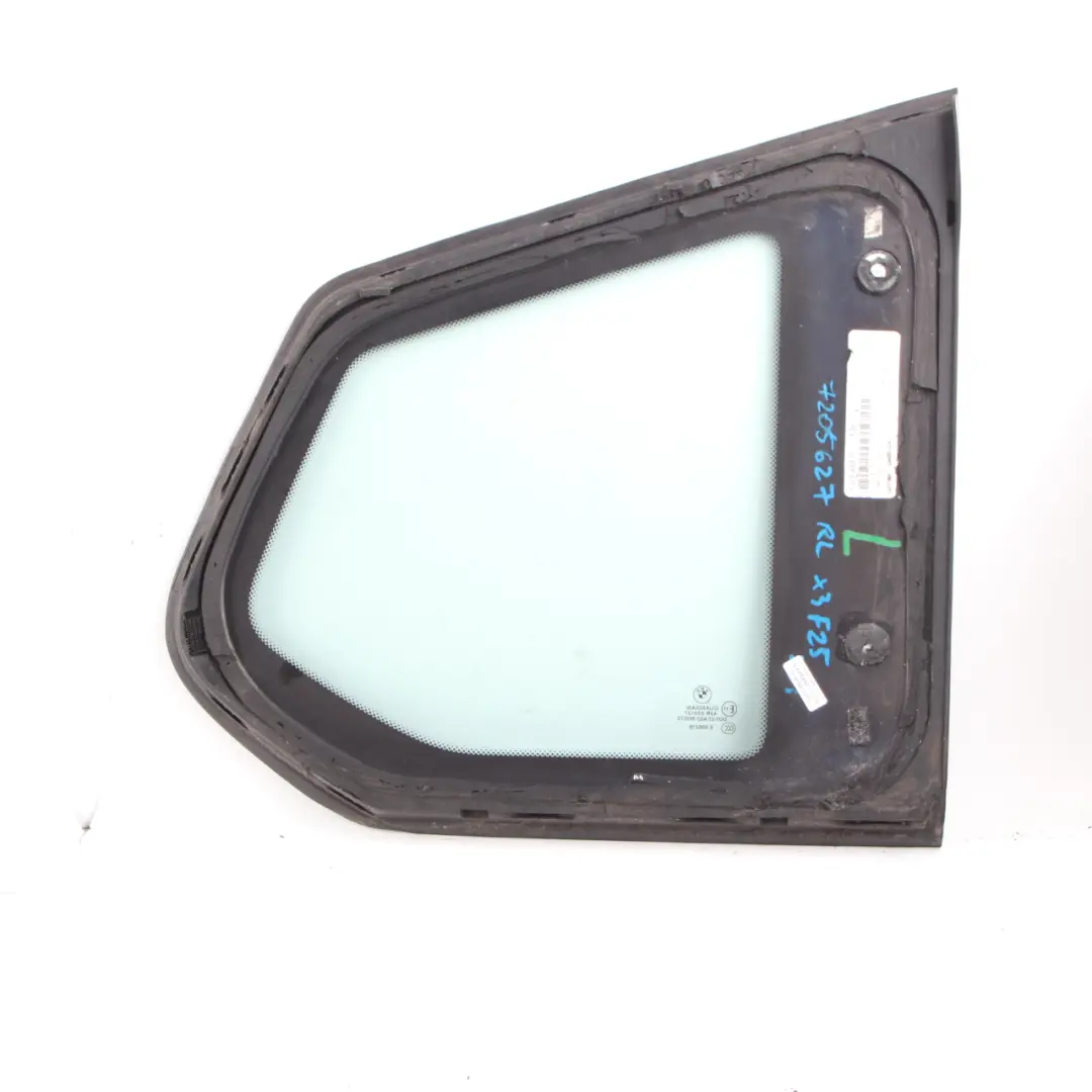 BMW X3 F25 Cristal Lateral Fijo Trasero Izquierdo Cuarto Verde AS2 - SKU 7205627 - Número de pieza 7205627