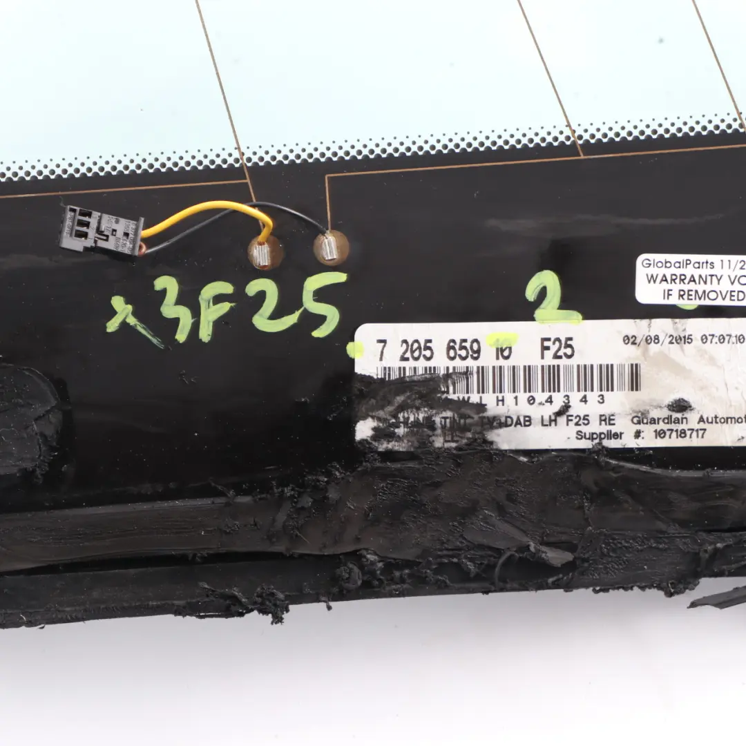 Window Glass Quarter Side Fixed Rear Left N/S AS2 Chrome to BMW X3 F25 with Part number 7205659 BMW X3 F25 Window Glass Quarter Side Fixed Rear Left N/S AS2 Chrome - SKU 7205659-2 - Part number 7205659