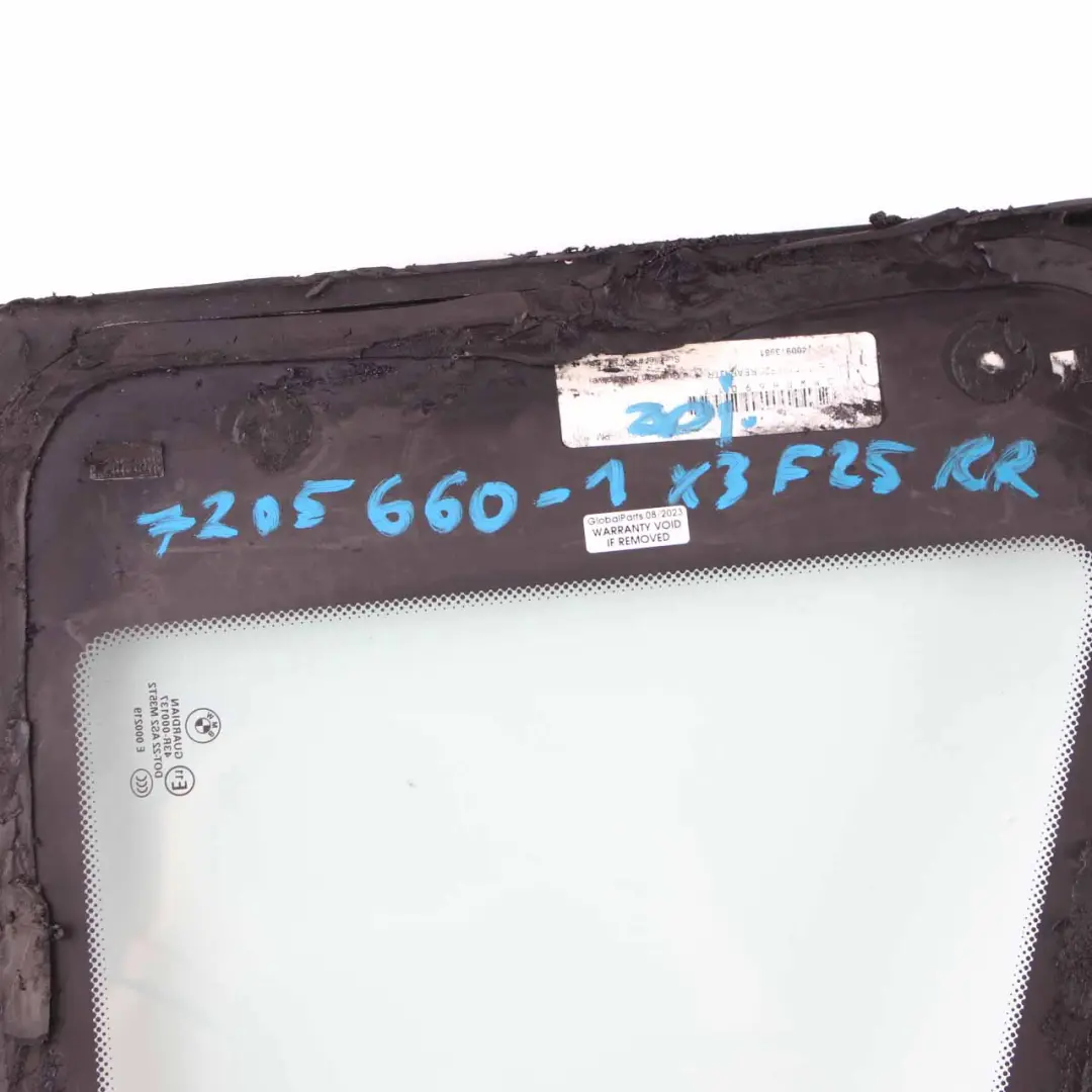 Window Glass BMW X3 F25 Side Fixed Glass Rear Right O/S AS2 Chrome Strip to with Part number 7205660 Window Glass BMW X3 F25 Side Fixed Glass Rear Right O/S AS2 Chrome Strip - SKU 7205660-1 - Part number 7205660