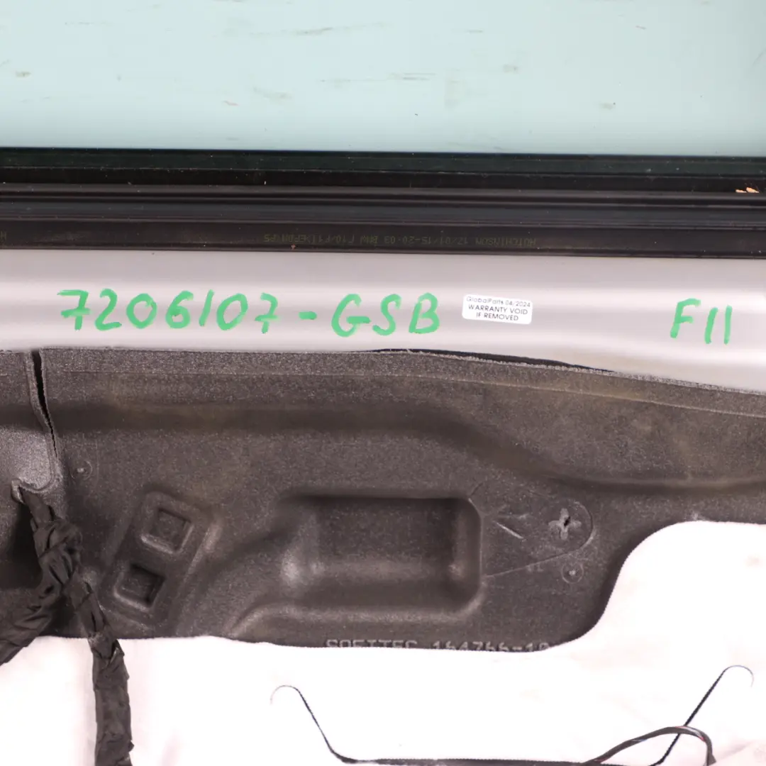 Door Front Left N/S F11 Glacier Silver Metallic - A83 to BMW F10 with Part number 7206107 BMW F10 Door Front Left N/S F11 Glacier Silver Metallic - A83 - SKU 7206107-GSB - Part number 7206107