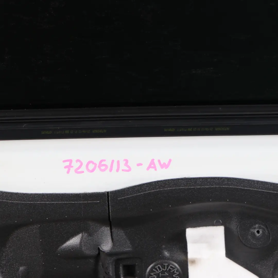 Door Rear Left N/S Covering Panel Alpinweiss Alpine White - 300 to BMW F10 with Part number 7206113 BMW F10 Door Rear Left N/S Covering Panel Alpinweiss Alpine White - 300 - SKU 7206113-AW - Part number 7206113