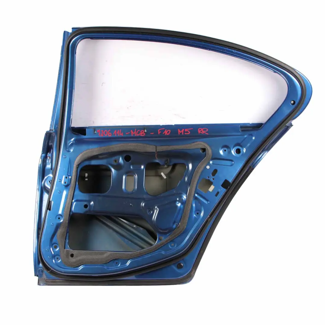 Door Rear Right O/S Saloon Monte Carlo Blue Metallic - B05 to BMW F10 with Part number 7206114 BMW F10 Door Rear Right O/S Saloon Monte Carlo Blue Metallic - B05 - SKU 7206114-MCB - Part number 7206114