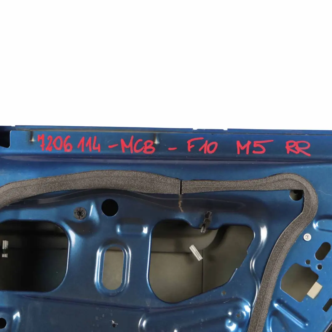 Door Rear Right O/S Saloon Monte Carlo Blue Metallic - B05 to BMW F10 with Part number 7206114 BMW F10 Door Rear Right O/S Saloon Monte Carlo Blue Metallic - B05 - SKU 7206114-MCB - Part number 7206114
