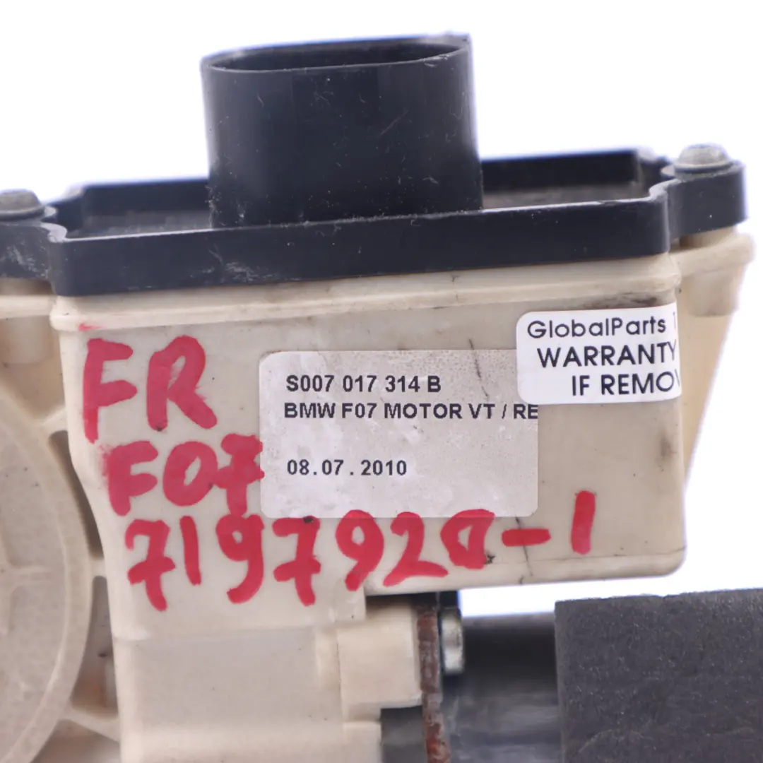 BMW F07 GT Elevalunas Motor Puerta Delantera Derecha Accionamiento - SKU 7207008 - Número de pieza 7207008