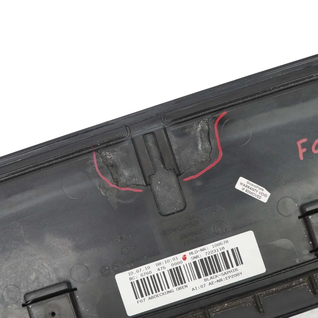 Spoiler Posteriore BMW F07 Pannello Copertura Baule Gran Turismo Nero Zaffiro per con numero di parte 7207411 Spoiler Posteriore BMW F07 Pannello Copertura Baule Gran Turismo Nero Zaffiro - SKU 7207411-BS1 - Numero di parte 7207411