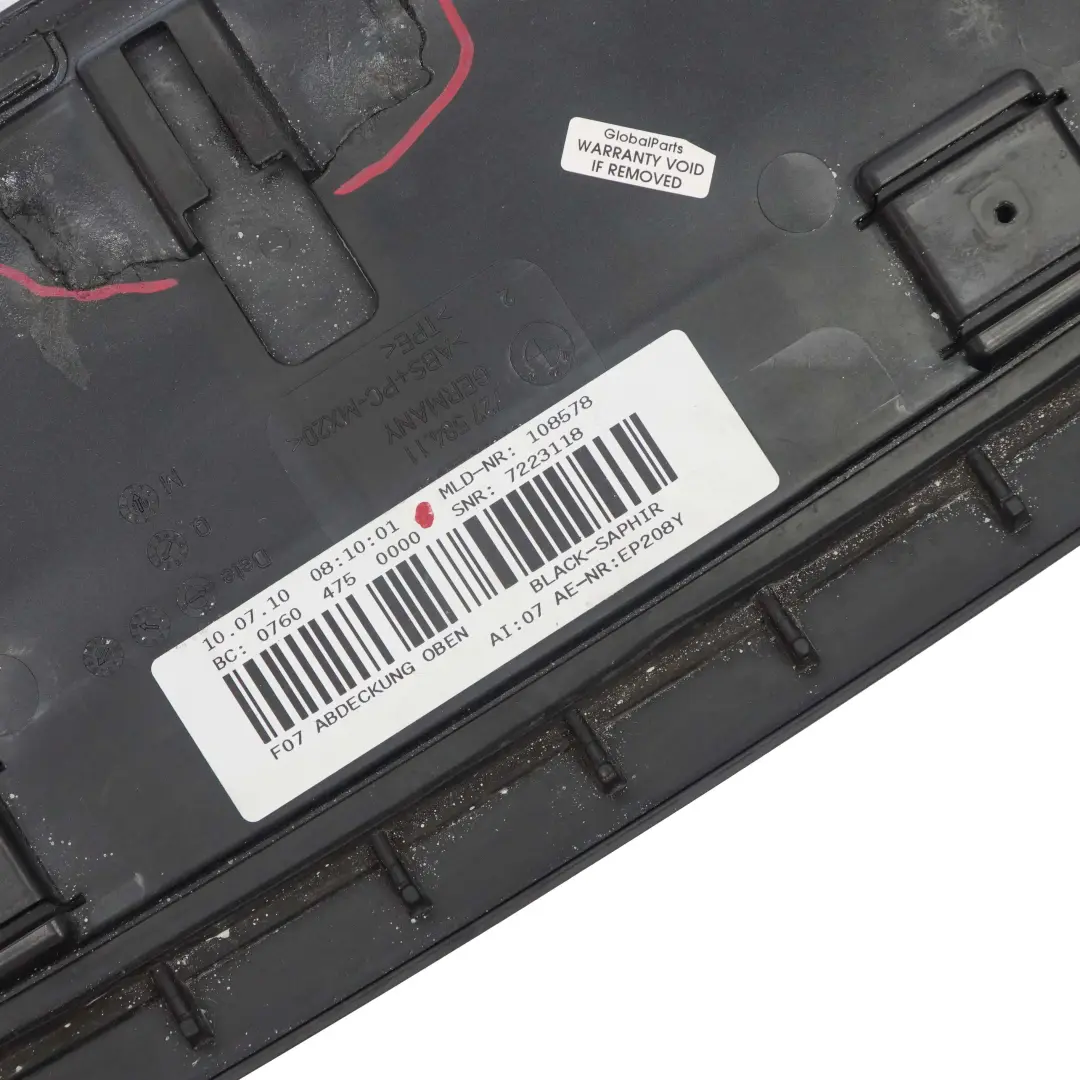  Spoiler Posteriore BMW F07 Pannello Copertura Baule Gran Turismo Nero Zaffiro - SKU 7207411-BS1 - Numero di parte 7207411