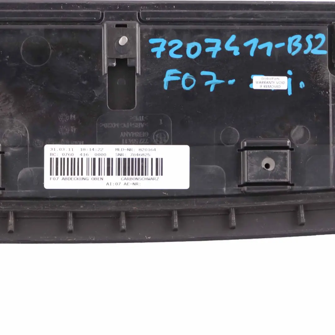 Spoiler BMW F07 Cover Panel Top Trunk Lid Gran Turismo Black Sapphire 475 to Rear with Part number 7207411 Rear Spoiler BMW F07 Cover Panel Top Trunk Lid Gran Turismo Black Sapphire 475 - SKU 7207411-BS2 - Part number 7207411