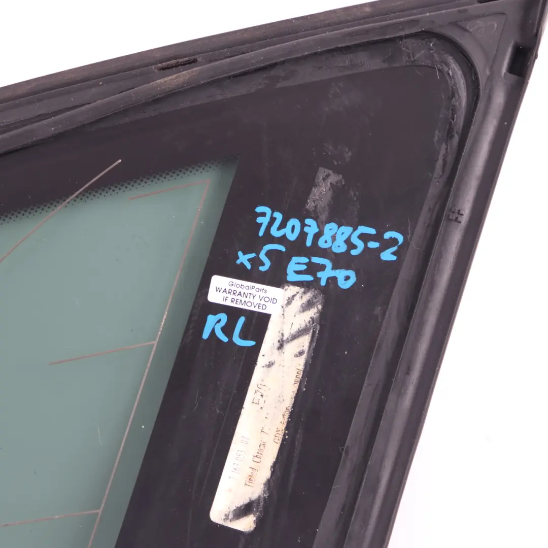 BMW X5 E70 Seitenfenster schwarz Glasdichtung hinten links AS3 beheizt - SKU 7207885-2 - Teilenummer 7207885
