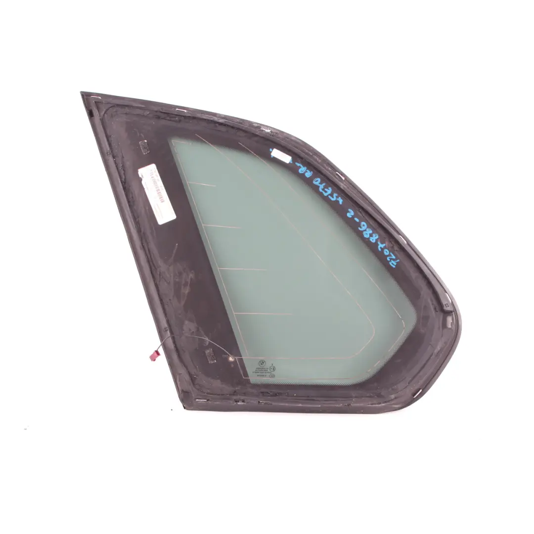 Ventana Lateral Negro Vidrio Junta Aluminio Trasero Derecho AS3 7207884 para BMW E70 con número de pieza 7207886 BMW E70 Ventana Lateral Negro Vidrio Junta Aluminio Trasero Derecho AS3 7207884 - SKU 7207886-2 - Número de pieza 7207886