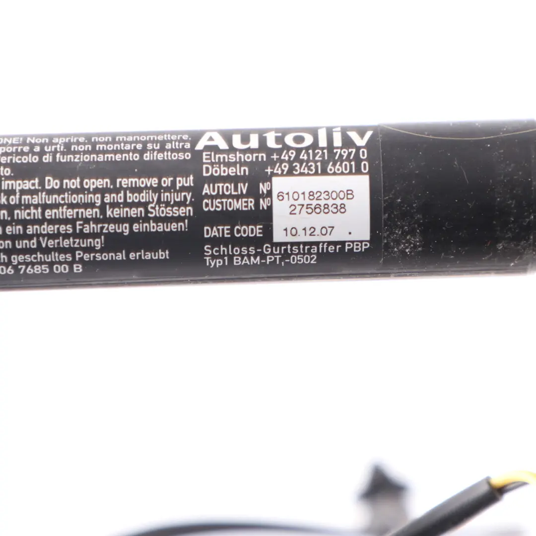 Safety Seat Belt Tensioner Front Right O/S 2756838 to Mini Cooper One R55 R56 R59 with Part number 7211592 Mini Cooper One R55 R56 R59 Safety Seat Belt Tensioner Front Right O/S 2756838 - SKU 7211592-1 - Part number 7211592