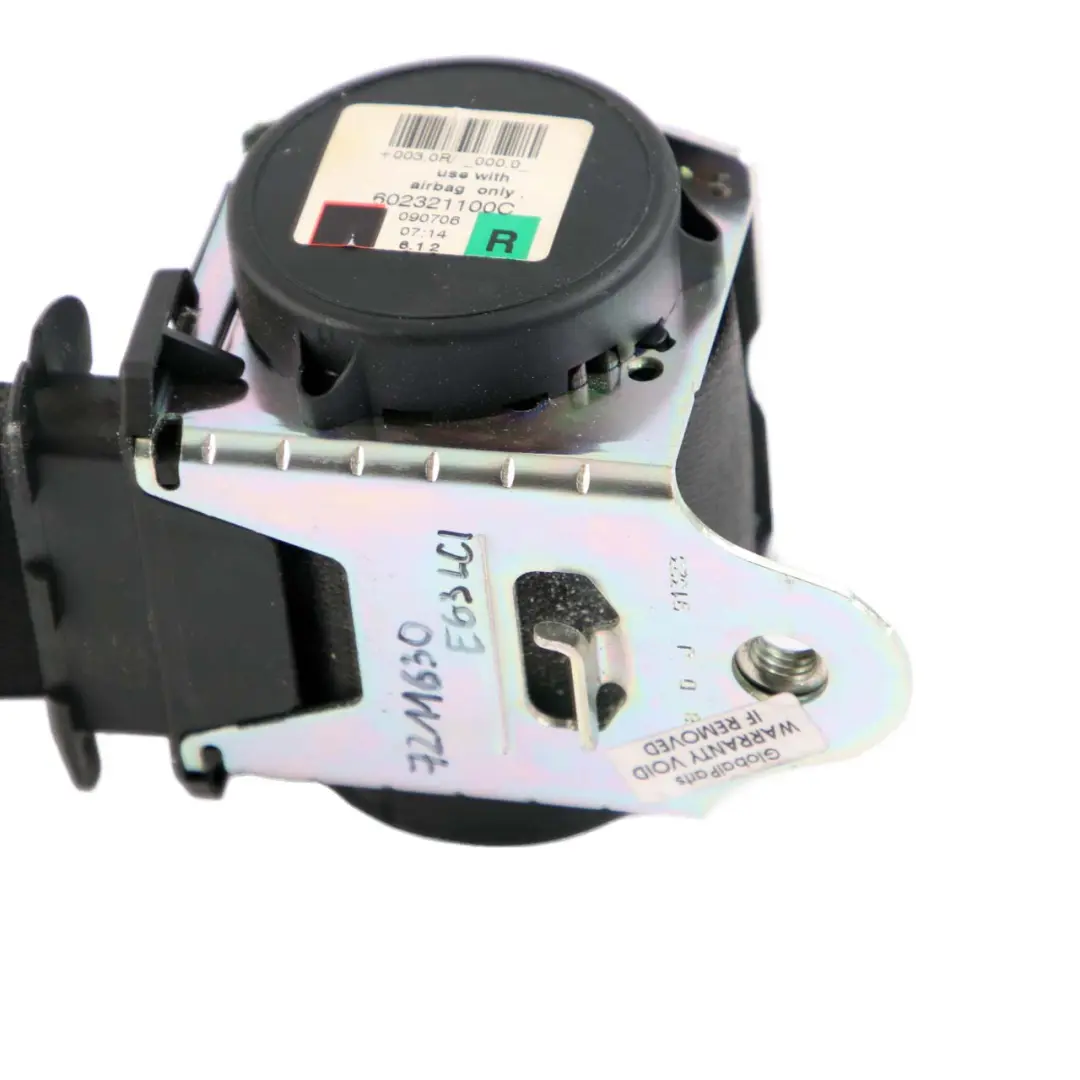 Ceinture supérieure de sécurité avant droite noire pour BMW E63 LCI à propos du numéro de pièce 7211630 BMW E63 LCI Ceinture supérieure de sécurité avant droite noire - SKU 7211630 - Numéro de pièce 7211630