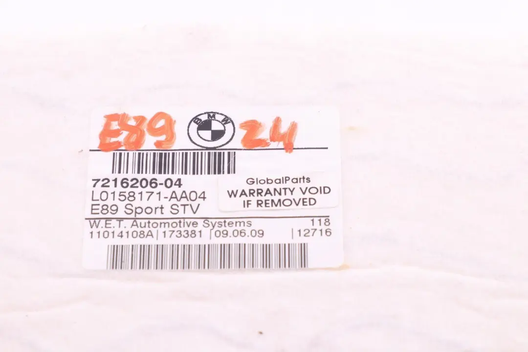 BMW Z4 Series E89 Front Seat Heater Element Thigh Support M-Sport - SKU 7216206 - Part number 7216206