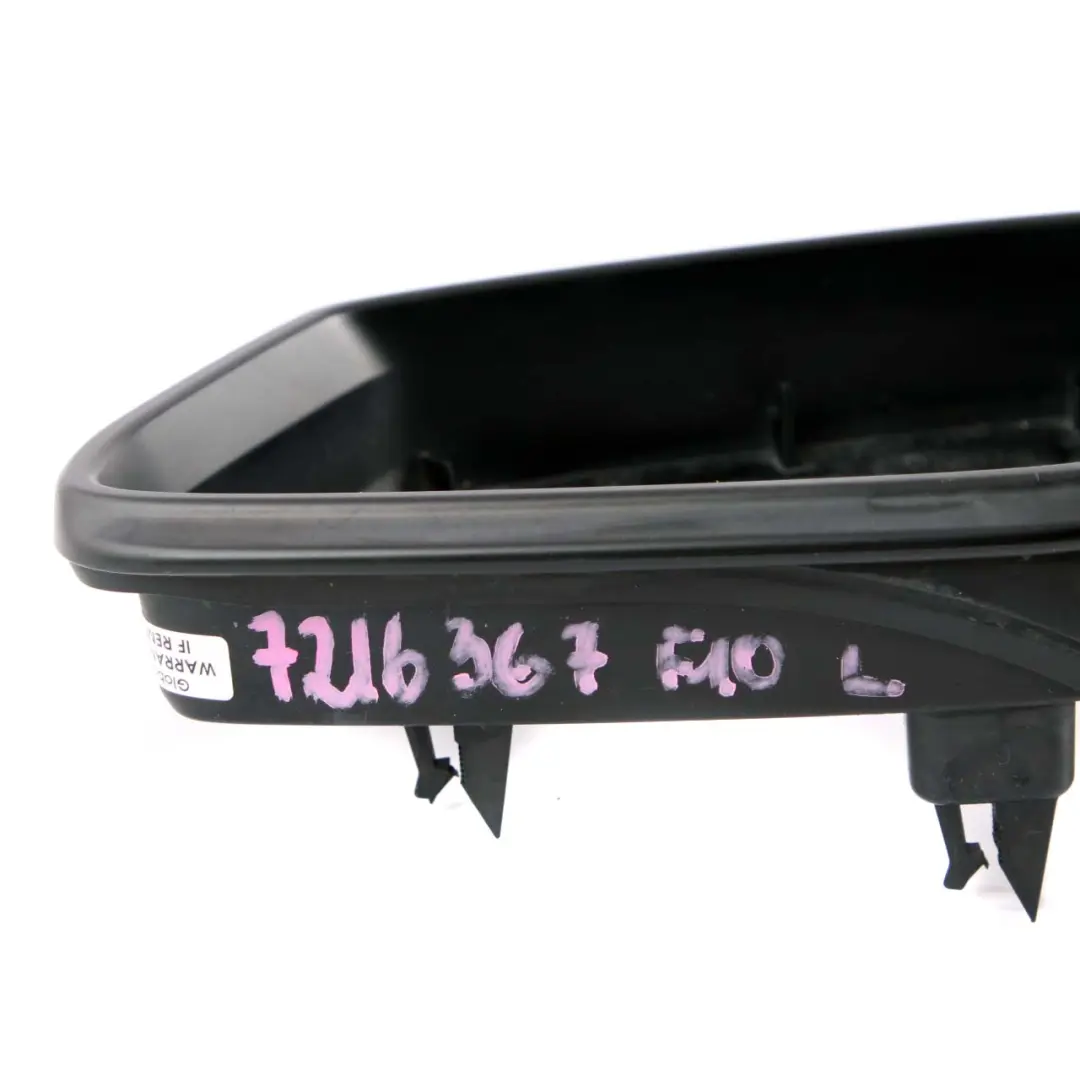 Wing Espejo Anillo de Soporte Marco Izquierdo Exterior Negro para BMW F10 F11 con número de pieza 7216367 BMW F10 F11 Wing Espejo Anillo de Soporte Marco Izquierdo Exterior Negro - SKU 7216367 - Número de pieza 7216367