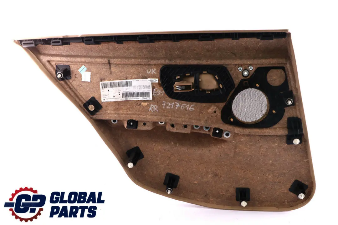 BMW 3 Series E91 Touring Rear Right O/S Door Card Leather Beige Trim Panel - SKU 7217616 - Part number 7217616