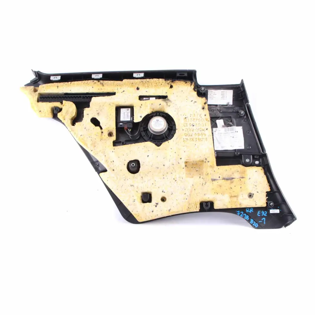 Right O/S Lateral Trim Panel Lining Black Leather Dakota to BMW E92 Rear with Part number 7218820 BMW E92 Rear Right O/S Lateral Trim Panel Lining Black Leather Dakota - SKU 7218820-1 - Part number 7218820