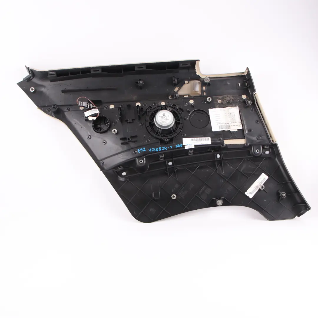 Lateral Trim Panel Rear Right O/S Lining Cream Beige Leather to BMW E92 with Part number 7218824 BMW E92 Lateral Trim Panel Rear Right O/S Lining Cream Beige Leather - SKU 7218824-1 - Part number 7218824