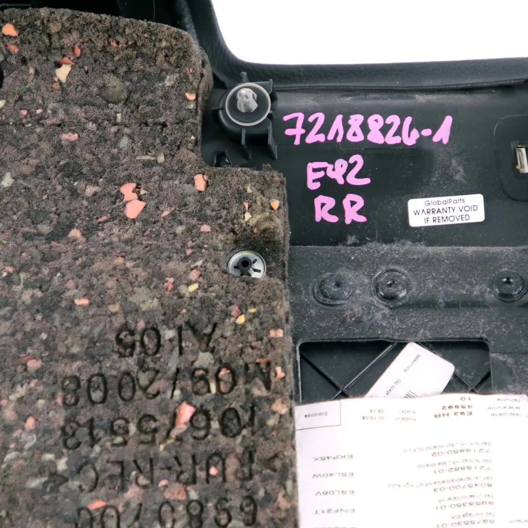 Lateral Trim Panel Rear Right O/S Cover Lining HiFi Red Leather to BMW E92 with Part number 7218826 BMW E92 Lateral Trim Panel Rear Right O/S Cover Lining HiFi Red Leather - SKU 7218826-1 - Part number 7218826