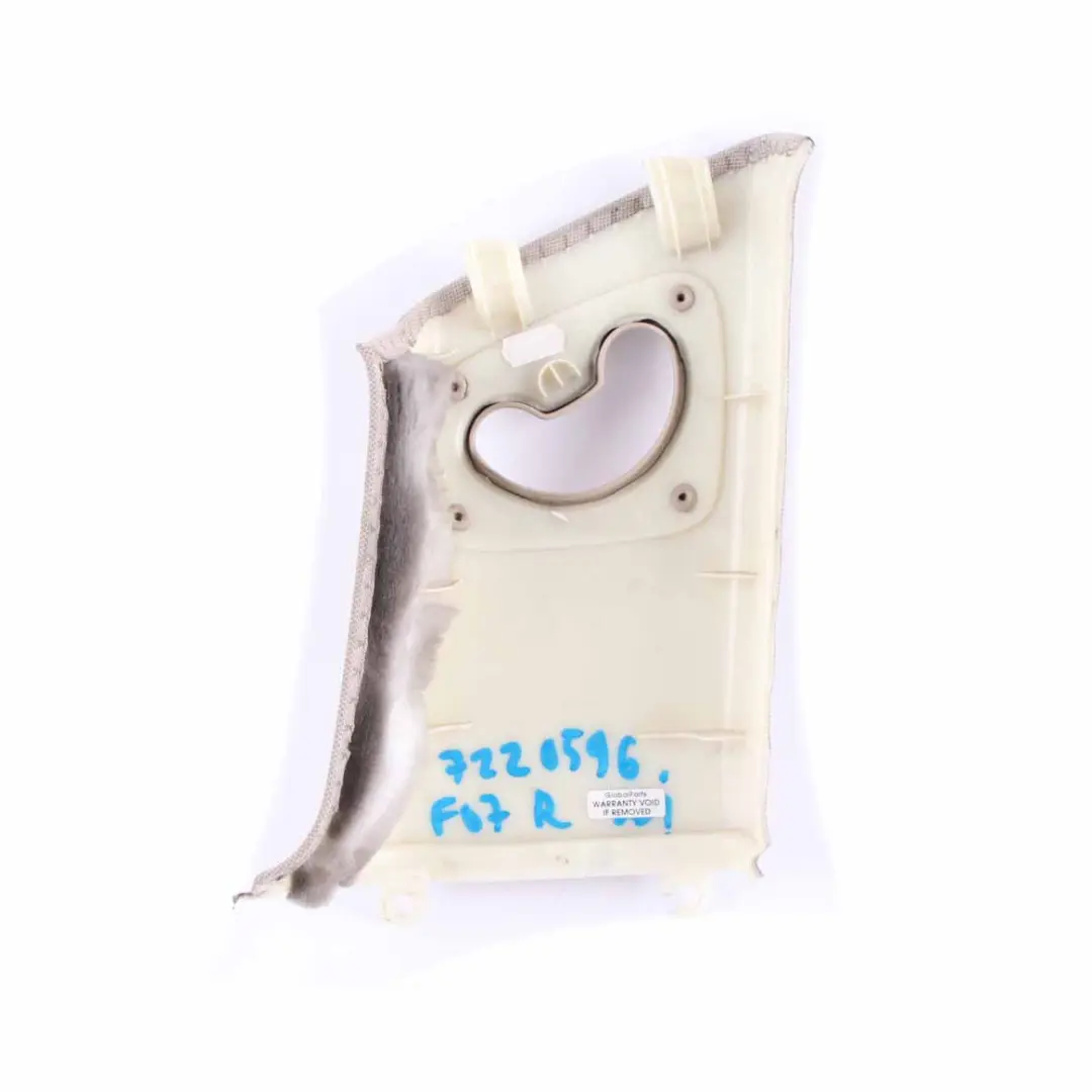 Pillar Cover Column Top Trim Rear Right O/S Covering Oyster to BMW F07 C with Part number 7220596 BMW F07 C Pillar Cover Column Top Trim Rear Right O/S Covering Oyster - SKU 7220596 - Part number 7220596
