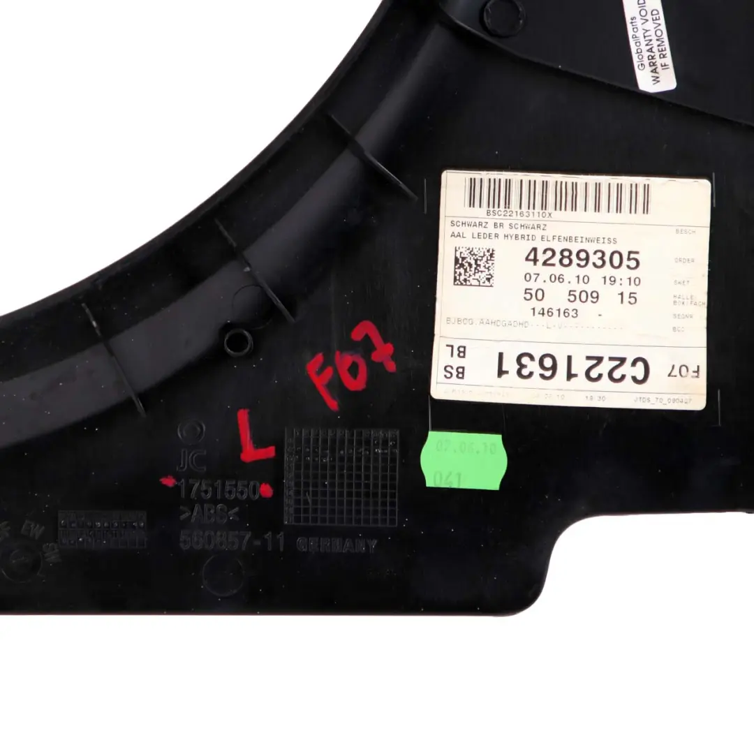 Trim BMW F07 B Pillar Panel Bottom Left Gran Turismo Ivory White 1751550 to Cover with Part number 7221693 Cover Trim BMW F07 B Pillar Panel Bottom Left Gran Turismo Ivory White 1751550 - SKU 7221693 - Part number 7221693