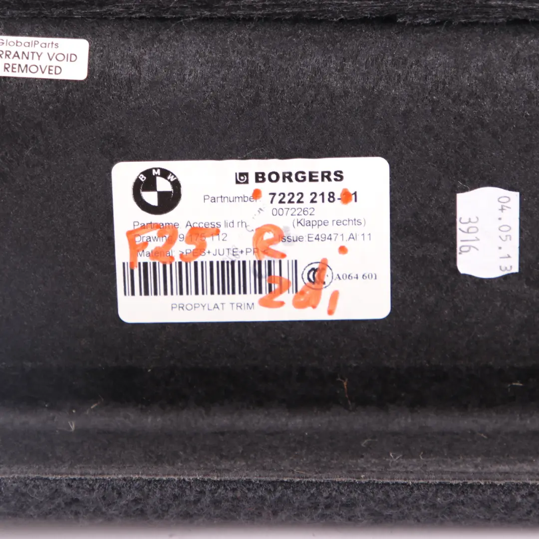 Boczek Osłona Bagażnika Prawa do BMW F25 X3 o numerze 7222218 BMW F25 X3 Boczek Osłona Bagażnika Prawa - SKU 7222218 - Numer Części 7222218