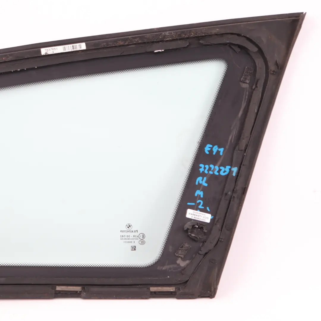 Cristal Ventana Trasera Lado Izquierdo AS2 Verde para BMW E91 Touring con número de pieza 7222251 BMW E91 Touring Cristal Ventana Trasera Lado Izquierdo AS2 Verde - SKU 7222251-2 - Número de pieza 7222251