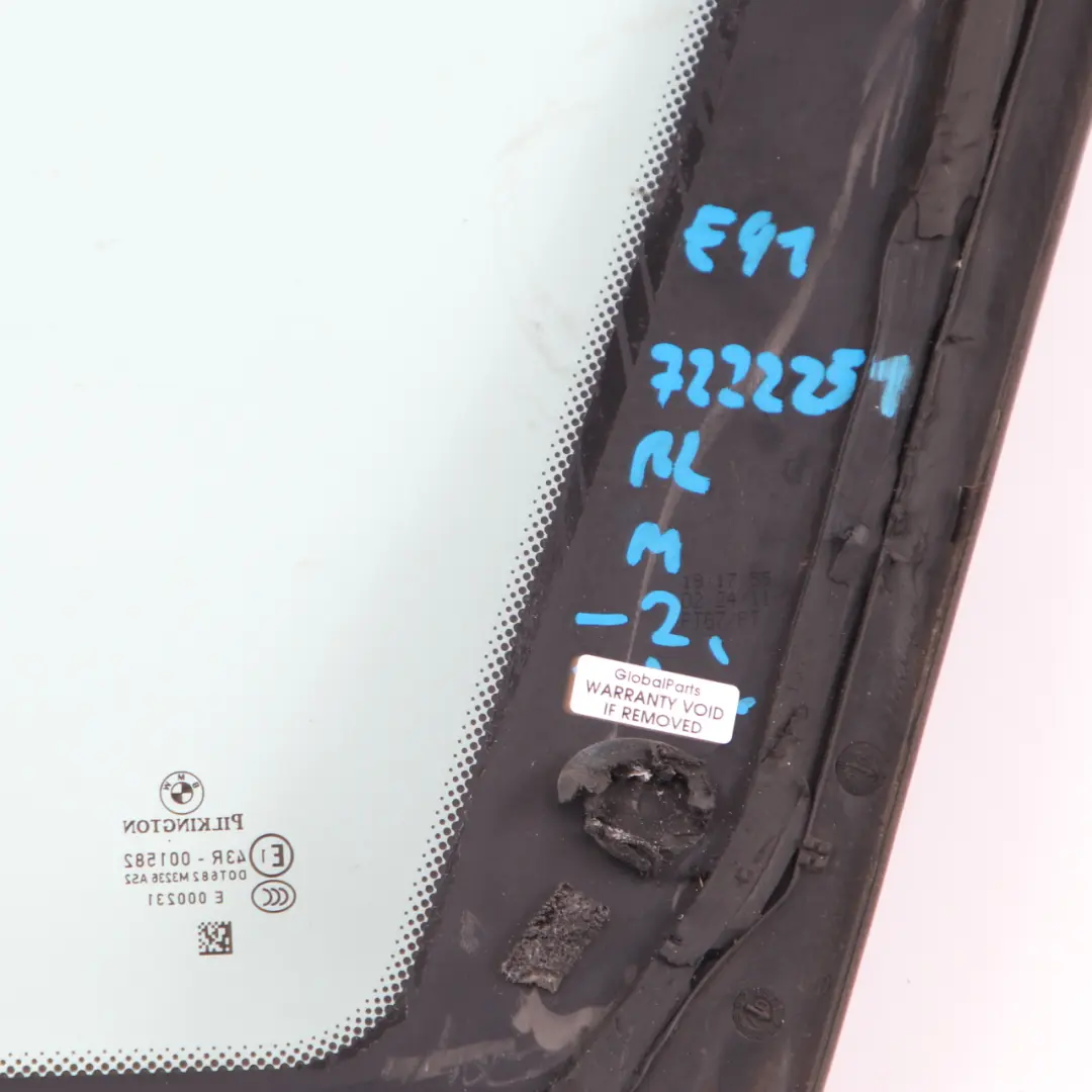 Vitrage Arrière Gauche AS2 Vert pour BMW E91 Touring à propos du numéro de pièce 7222251 BMW E91 Touring Vitrage Arrière Gauche AS2 Vert - SKU 7222251-2 - Numéro de pièce 7222251