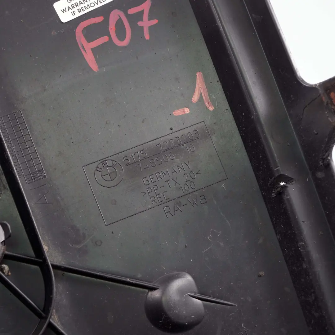 BMW F07 GT Recubrimiento Cubierta Trasera Panel Central Escudo Protector - SKU 7223203-1 - Número de pieza 7223203