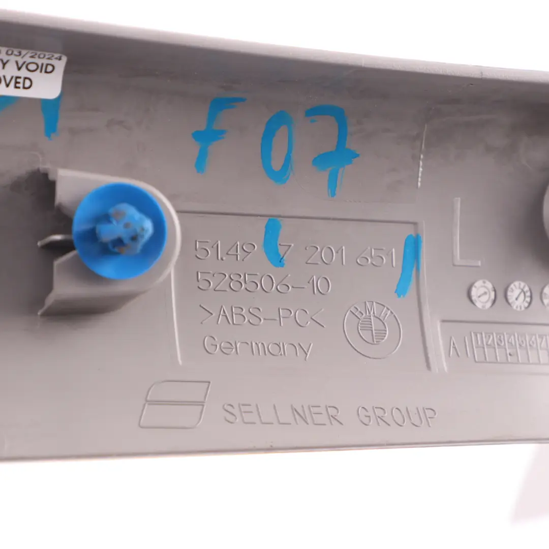 BMW F07 Trunk Lid Panel Rear Left N/S Tailgate Trim Cover Everest Grey 7201651 - SKU 7223695 - Part number 7223695